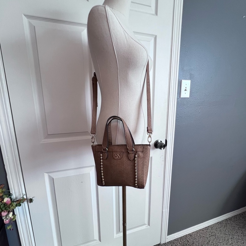 Jessica Simpson Brown Satchel with Gold Accents - Picture 2 of 9